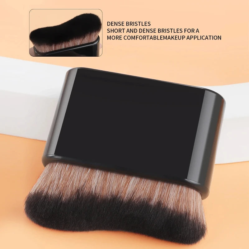 1Pc Hand-held MakeupBrush, FoundationBrush, CurvedBrush, Soft Bristles, Even Application, High-Quality Makeup Brush, Travel-F