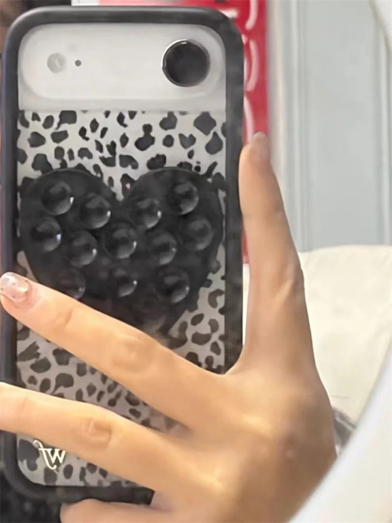 Wildflower Love sucker sucking disc strawberry Phone Case for iPhone 17 16 15 14 13 12 Pro Max Star suction cup Stickers Cover