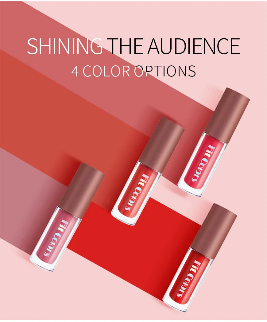 Fit Colors 4-Piece Velvet Lip Gloss Set - Non-Transfer Matte Diamond Finish Long-Lasting Waterproof Lip Gloss Collection