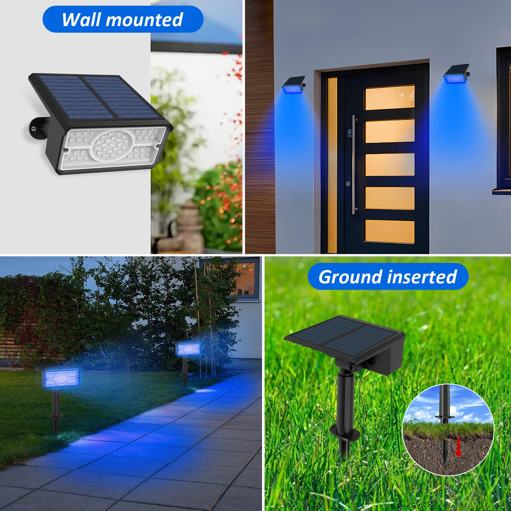 Solar LED Light Outdoor IP65 Waterproof Blue Light Solar Power Light Lawn Light For Garden Decor Solar Wall Light Outdoor