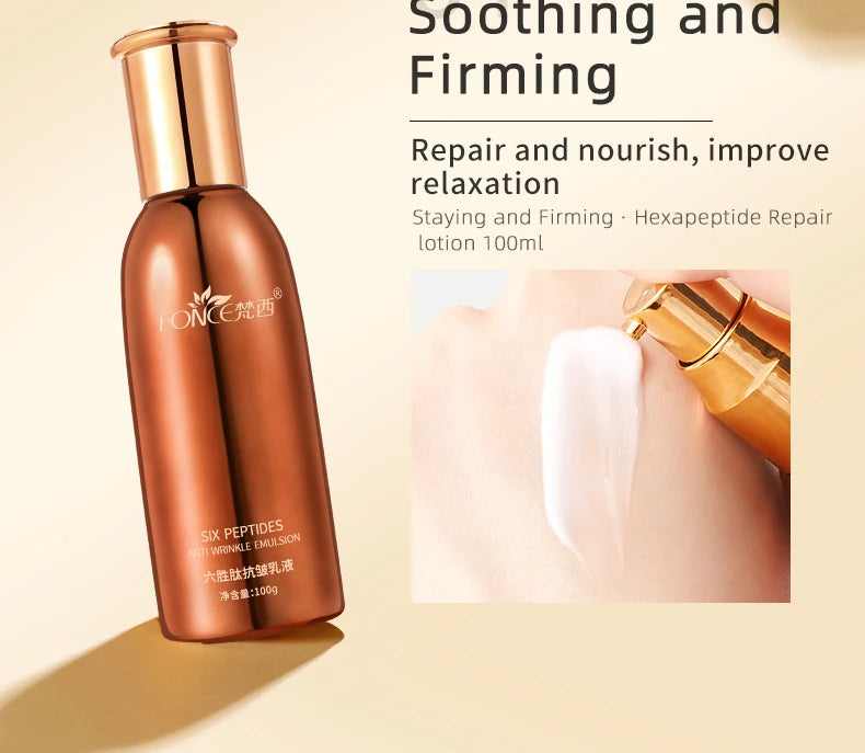 5PCS FONCE Hexapeptide Firming Anti-aging Beauty Set Contains Facial Cleanser Serum Toner Anti-Wrinkle Cream Women Face Care Kit