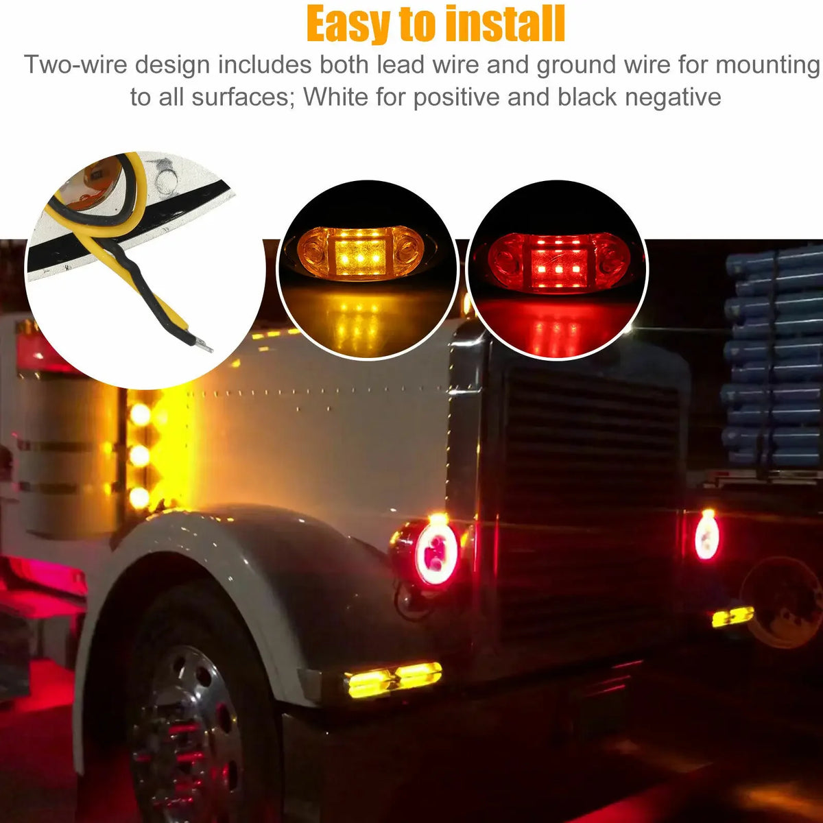10PCS Universal LED Clearance and Side Marker Lights Piranha styling for Trucks Trailers Boats Cars Bus 12-24V Tail Indicators