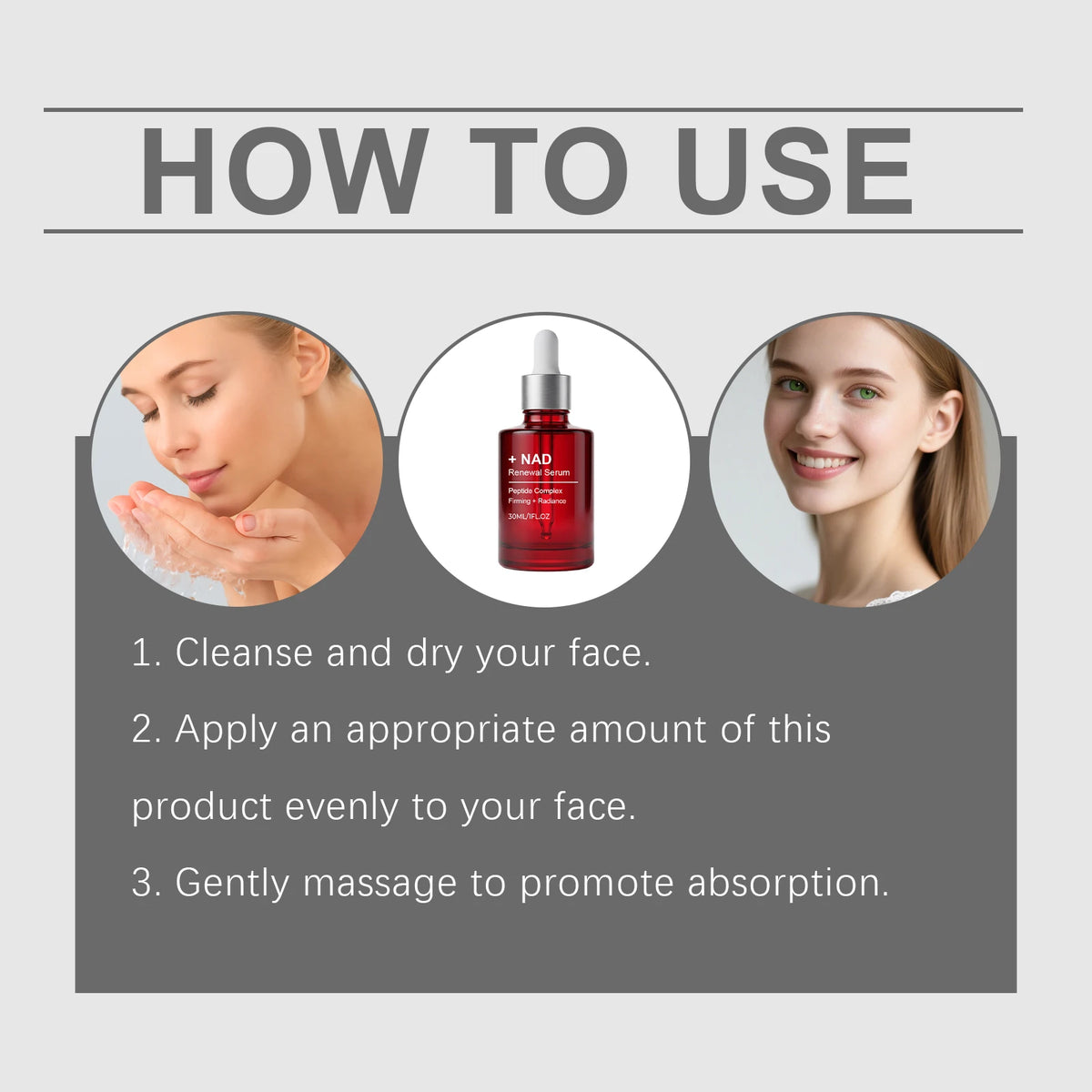 2Pcs  NAD+ Facial Firming&Reversing Serum for Face and Neck, Korean NAD Renewal Serum, Collagen Extract & Peptides Facial Serum, Anti-aging Reduces Wrinkles & Fine Lines, Looking Radiant Skin