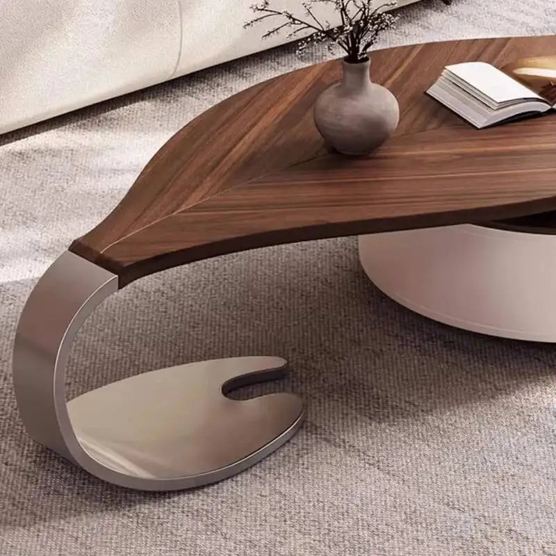 @Living Room Furniture Set Wooden Modern Nesting China Small Oval Shape Side Tea Table Design Leaf Shaped Coffee Table