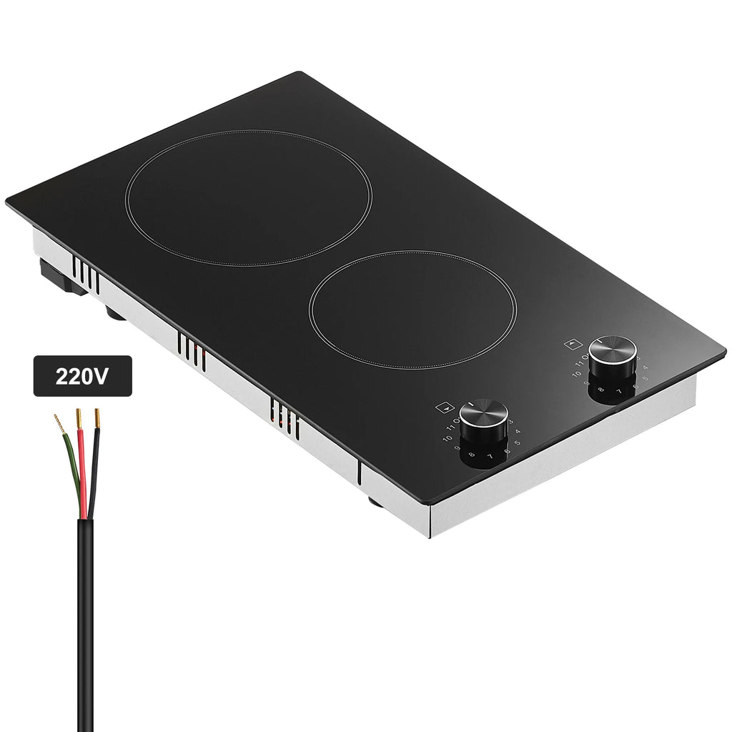 SucceBuy Electric Cooktop Built-in Stove Top Ceramic Top Radiant with Glass Panel Knob Control for Diverse Cooking Requirements