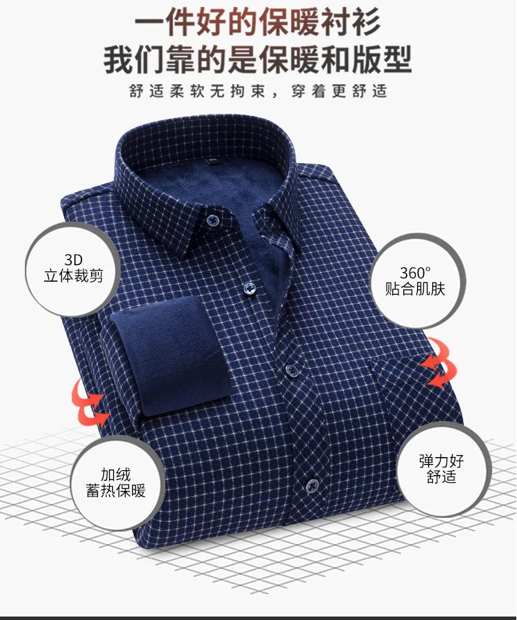 New Men's Autumn Winter Casual Long Sleeve Plaid Shirts Thick Warm Male Casual High Quality Soft Plus Size Business Check Shirts