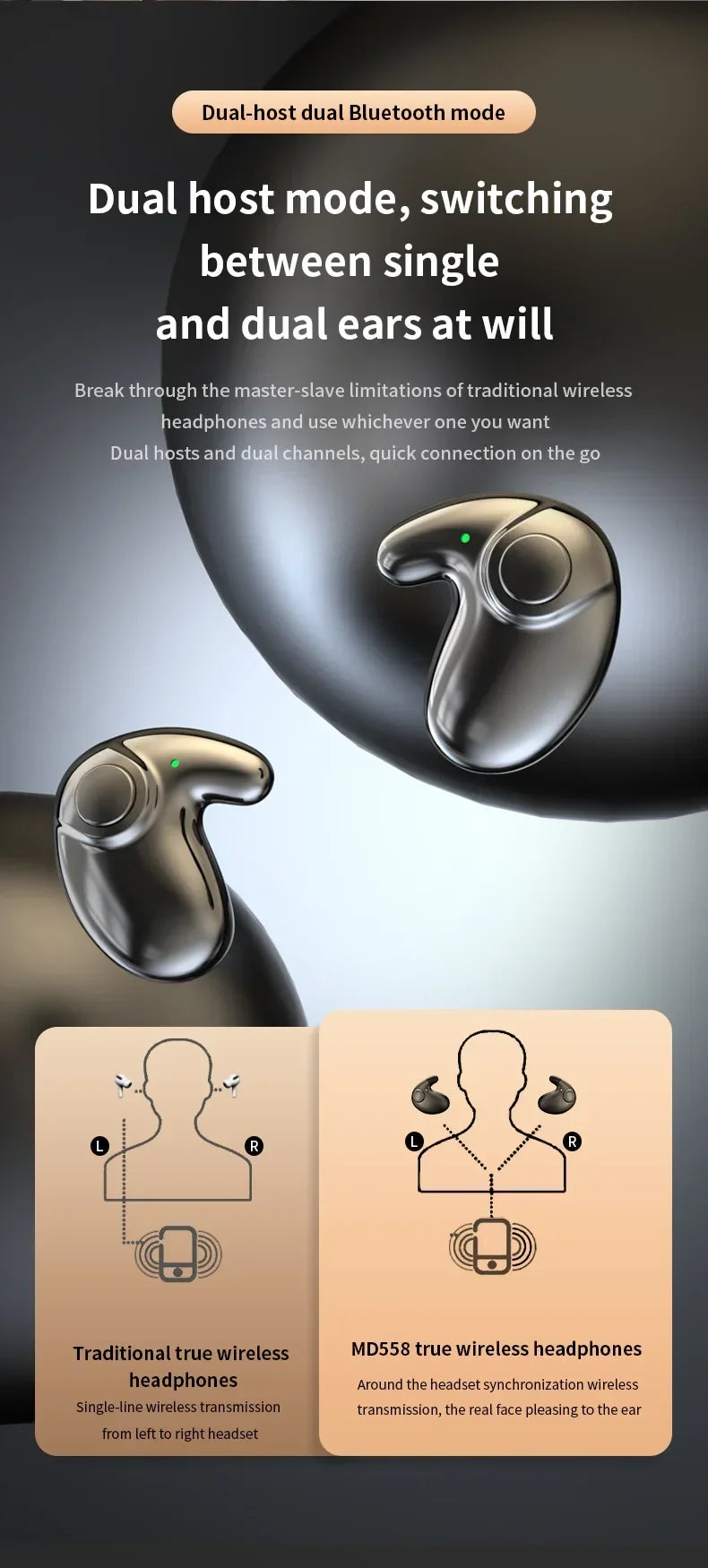 Bluetooth 5.3 Earphones Mini Noise cancelling Sports Running Earphones Life Waterproof Gaming Music In Ear Earphones