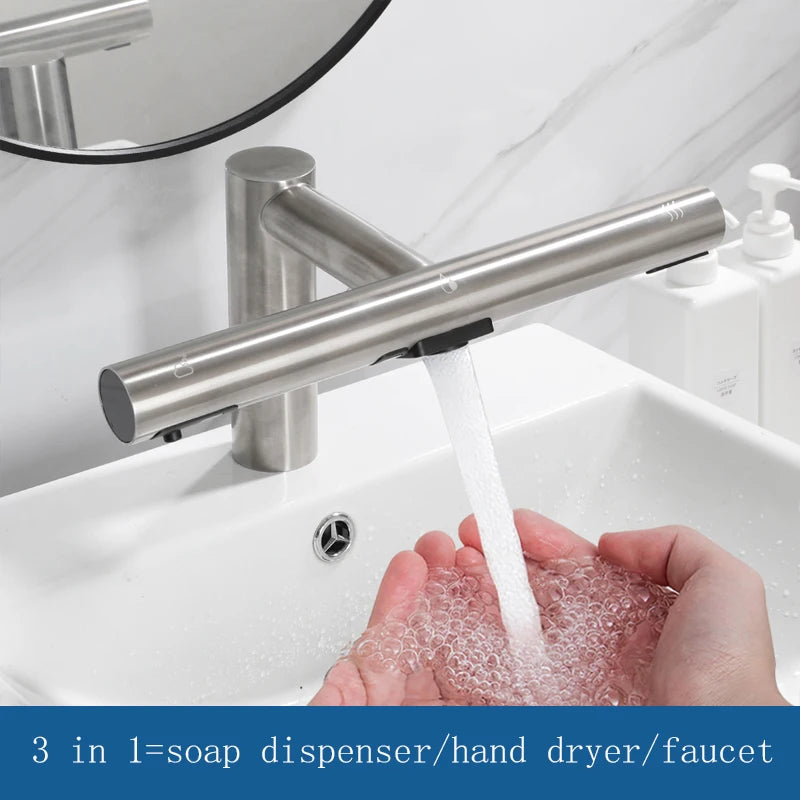 KEMAIDI Bathroom Faucets 3 in 1 Design Automatic Soap Dispenser Powerful Hand Washing Bathroom Hands Dryer Drying Machine Air