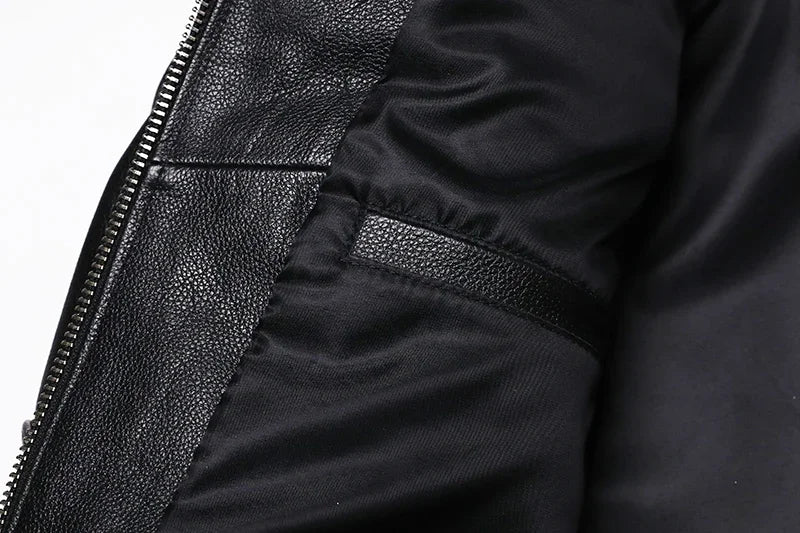 Classical Motorcycle Genuine  Leather Jacket Men's Natural Cowhide Slim Moto Cloth Calf Skin Jackets Asia Size S-6XL