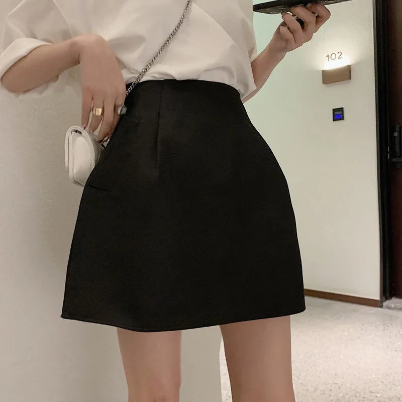 Xpqbb Korean Style White Mini Skirt for Women Streetwear High Wiast Puffy Short Skirts Ladies All-Match Simple A-line Y2K Skirt