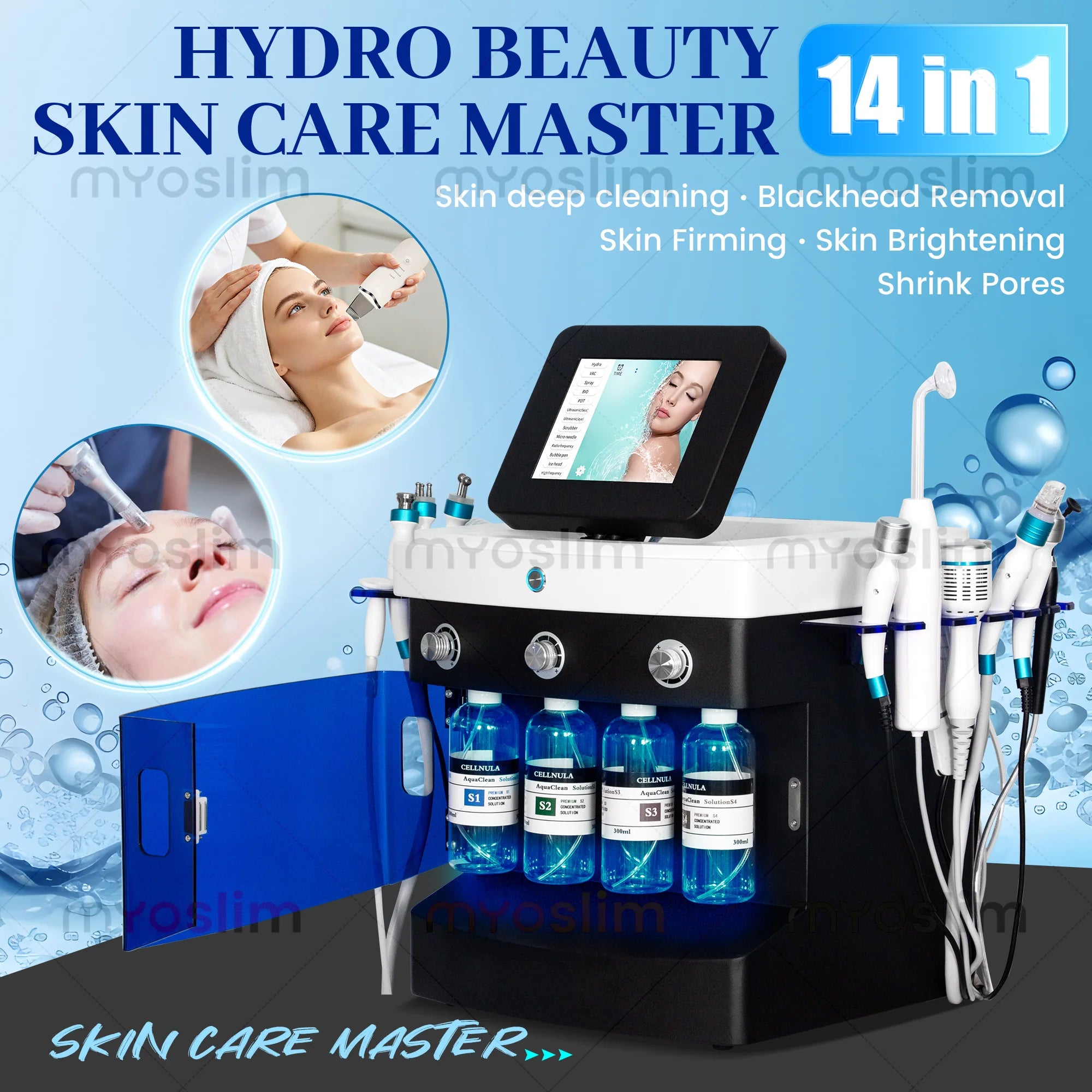 14 in 1 Hydro Beauty Skin Care Master Machine Deep Cleaning Blackhead Removal Skin Firming Brightening Shrink Pores Device