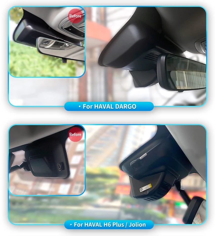 Plug and Play Dash Cam Car DVR UHD Video Recorder Camera For HAVAL H6 H7 F7 F7x H9 H3 DARGO Jolion GWM POER 4K Dashcam USB Port
