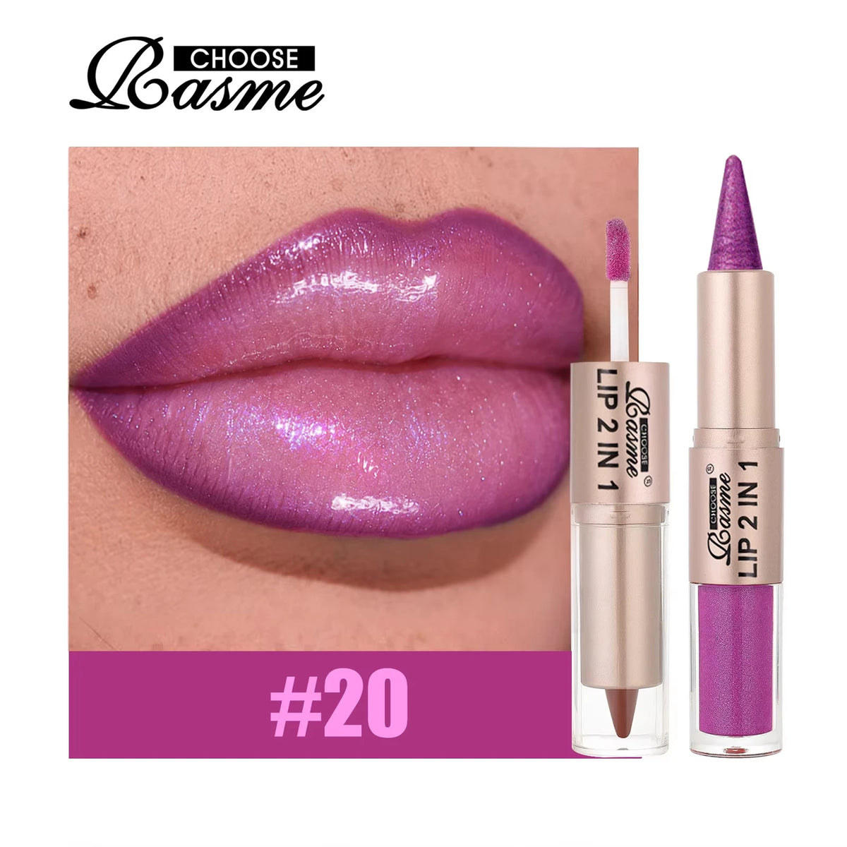 2 in 1 Dual End Matte Lip Liner Pencil & Shiny Mirror Lip Gloss Waterproof Long Lasting Lip Cosmetics for Smooth Application