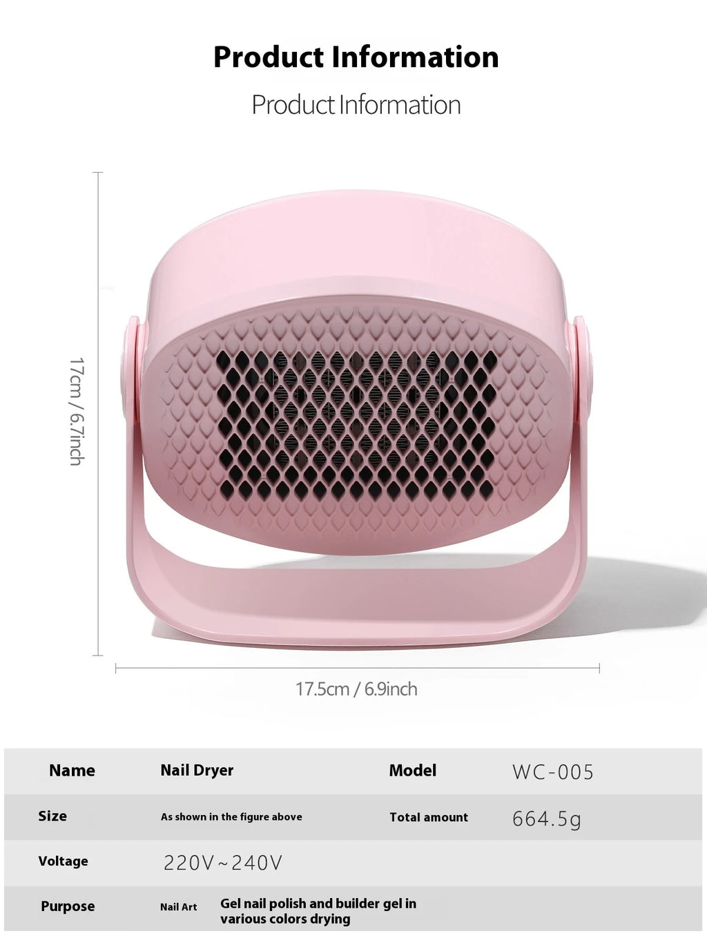 Nail Dryer Machine Quick-Dry Nail Portable Nail Dryer with 180° Rotation Hot-and-Cold Blower for Hand Foot Care
