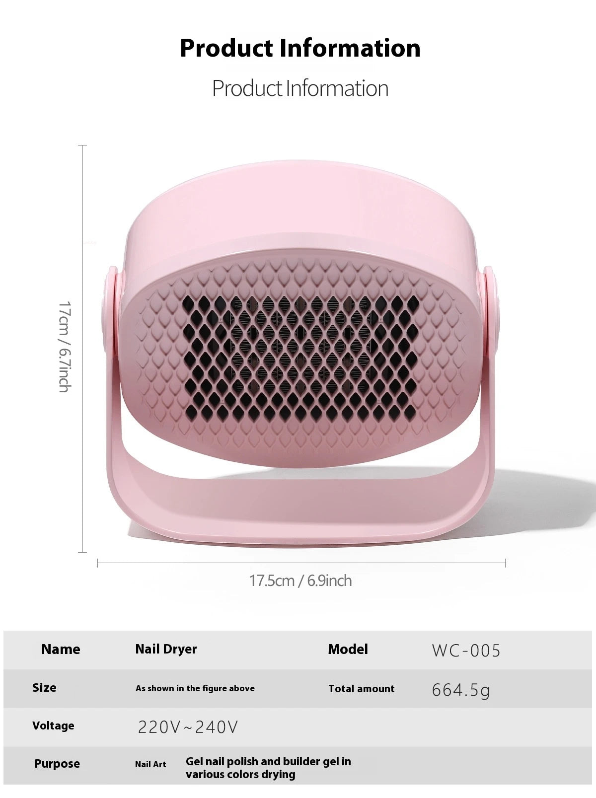 Nail Dryer Machine Quick-Dry Nail Portable Nail Dryer with 180° Rotation Hot-and-Cold Blower for Hand Foot Care