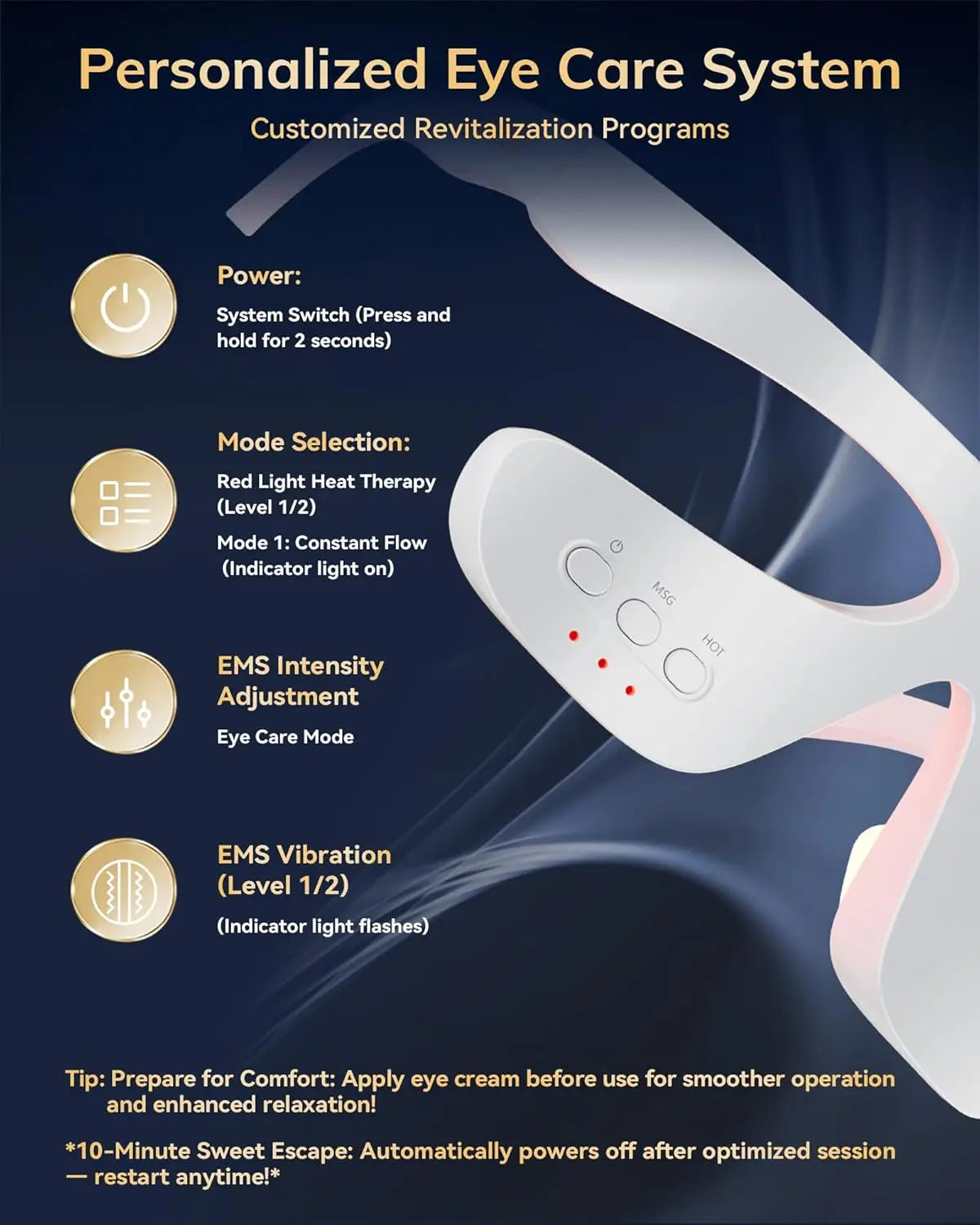 Smart Eye Massager 3D Red Light Eye Fatigue Dark Circles Relaxing Under-Eye Glasses Massage Beauty Machine