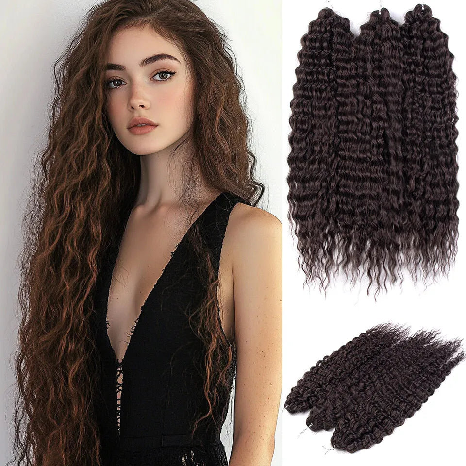 FASHION IDOL 24 Inch 300g Ariel Hair Synthetic Crochet Curly Hair Water Wave Braid Hair Ombre Blonde Braiding Hair Extensions
