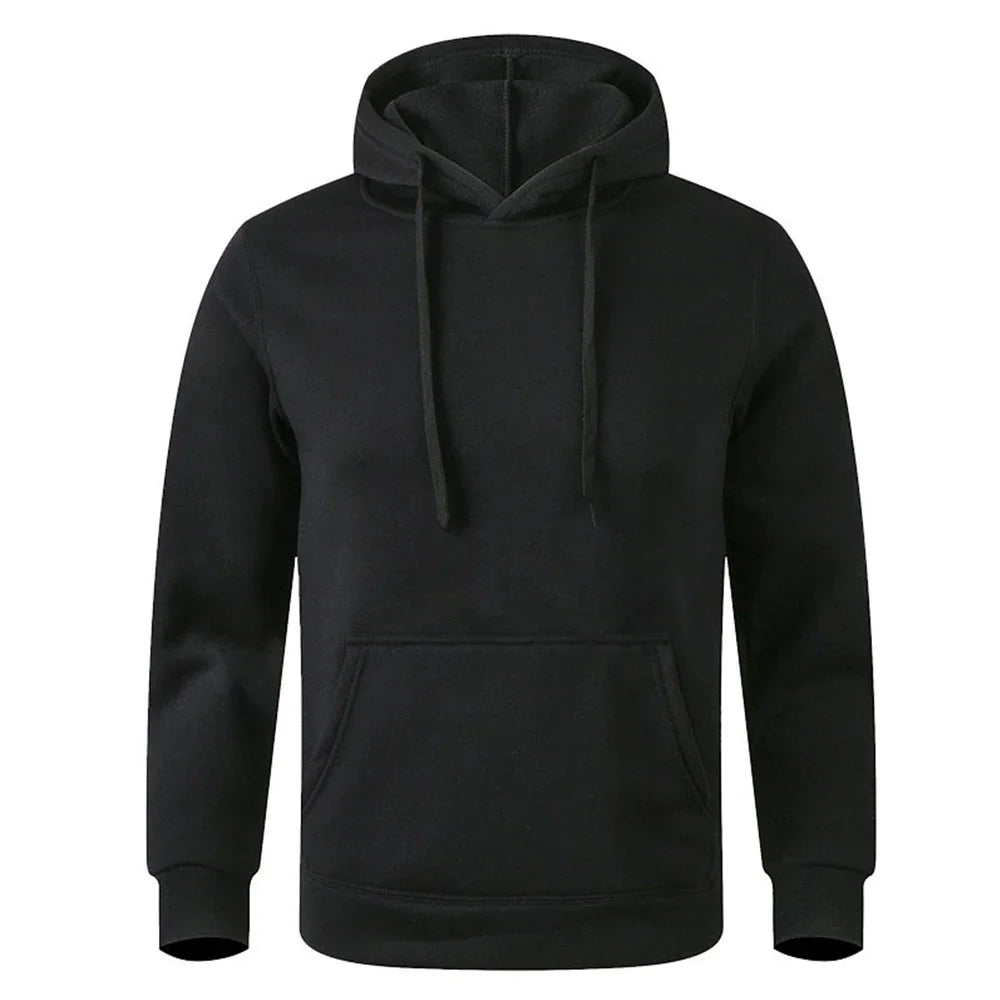 Autumn Winter Men Fleece Warm Mens Sweatshirt Casual Solid Color Streetwear Pullovers Sport School Fashion Hot Sale Hoodies
