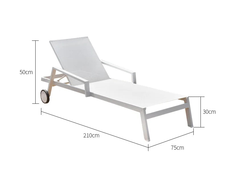 jd-Swimming Pool Sunbed Aluminum Daybed Beach Sun Loungers Outdoor Furniture Outdoor Daybed Wicker Lounger Stretch  for Garden！