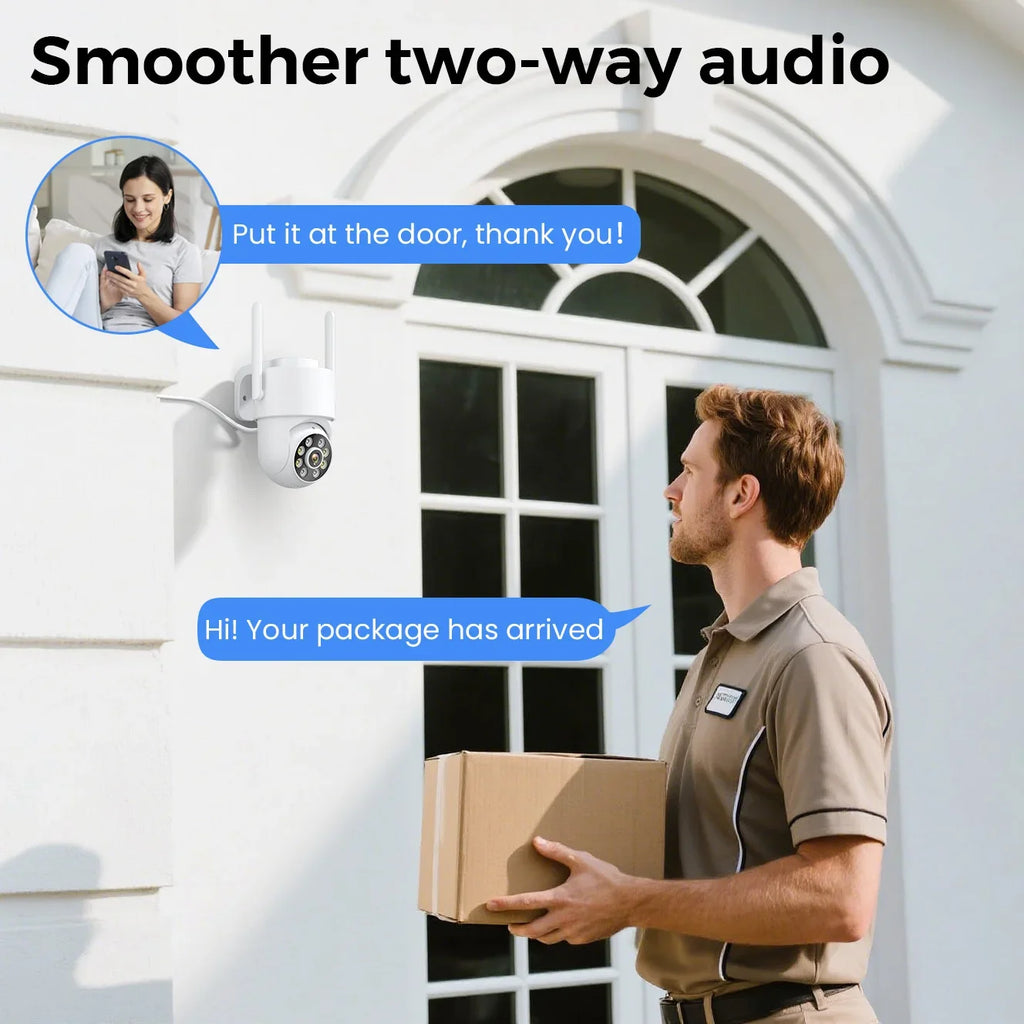 PANEPO 4MP 2K ICsee Wifi Camera Human Detection Outdoor Surveillance Camera Night Vision Two Ways Audio Home Security Protection