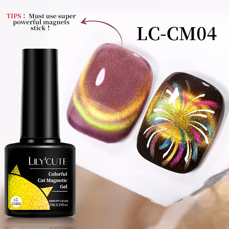 LILYCUTE 7ml Gold Coffee Cat Magnetic Gel Nail Polish Autumn Winter Nails Ultra Shine Moonlight Semi Permanent UV Gel Soak Off