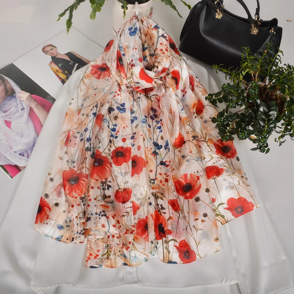 BYSIFA| Ultralarge Spring Fall 100% Mulberry Silk Scarf Beach Wrap Brand Female Long Scarves New Red Floral Silk Scarf Shawl