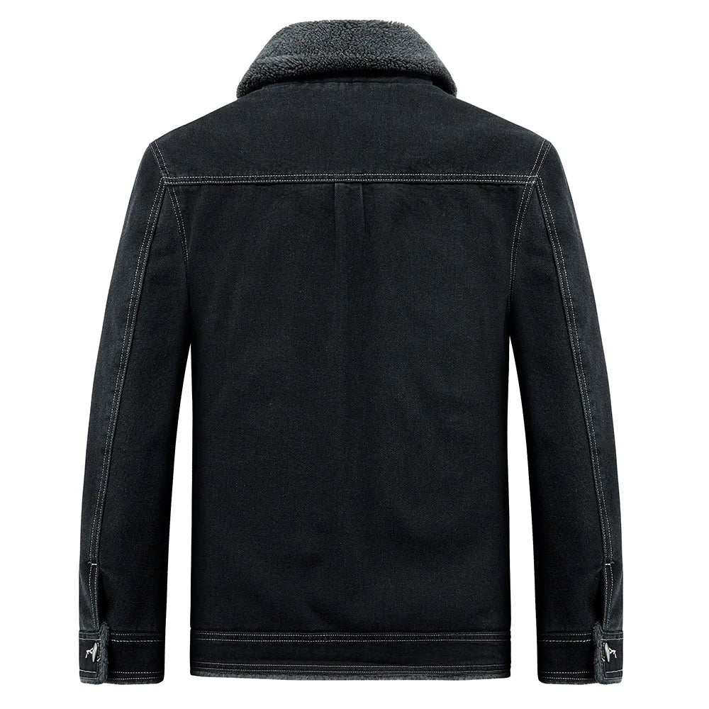 New Fashion Men Black Denim Jackets Fleece Warm Jeans Coats Quality Male Cotton Casual Winter Coats Outwear Winter Clothes 5XL