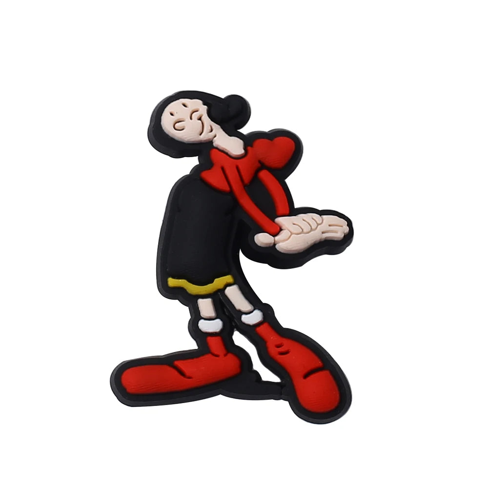 1-8pcs Hot toys Popeye PVC Cute Cartoon shoes Charms Accessories DIY Detachable Waterproof PVC Shoe Decorations for Party Gifts