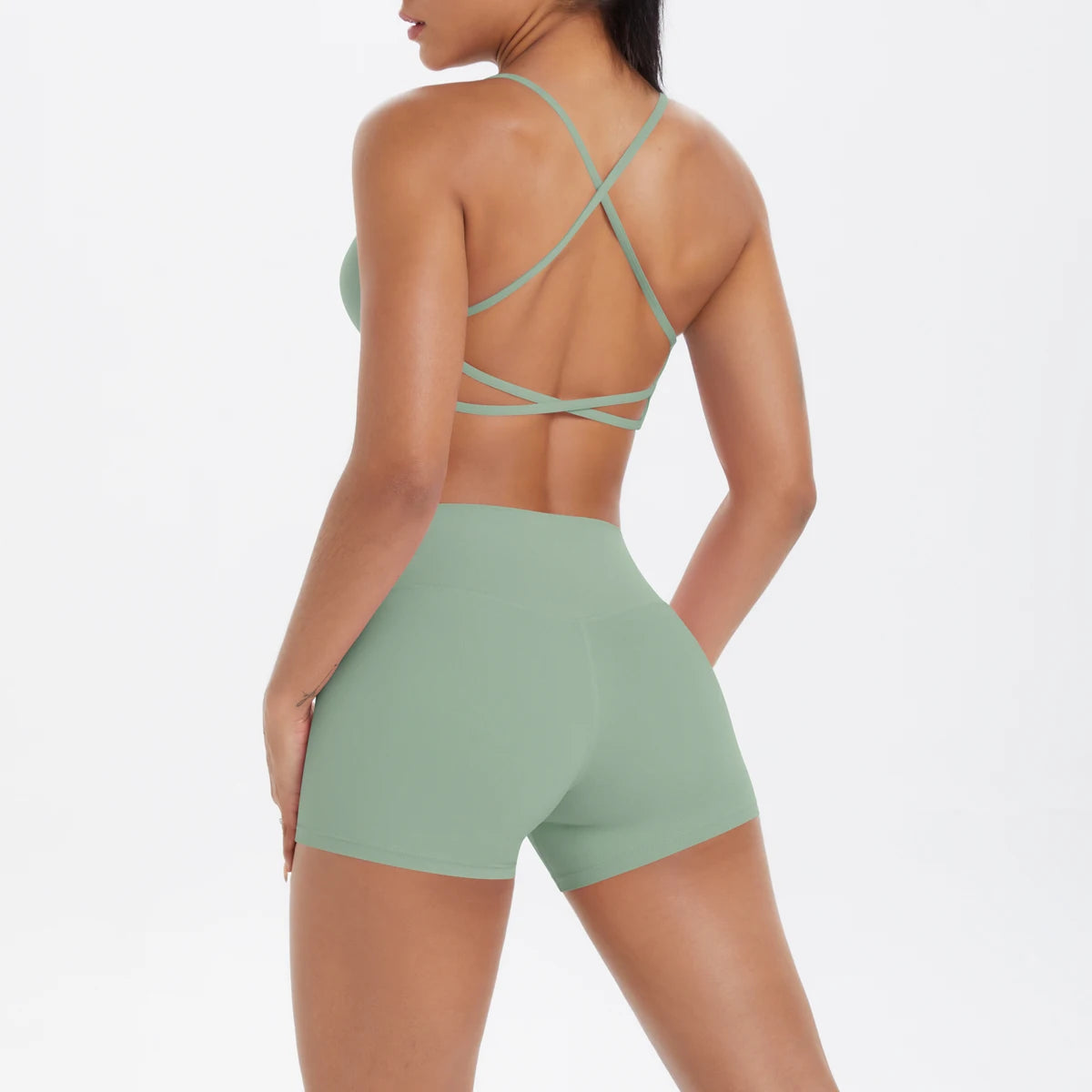 Yoga Short Sets Women Beauty Back Sports Bra SportsWear Sport Outfit For Woman Running Crop Top Shorts Suit Workout Clothes