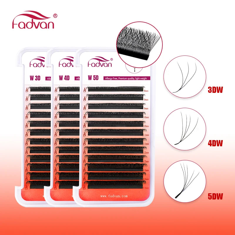 FADVAN W 3D 4D 5D 8-12/8-14mm Eyelashes Eyelash Extension W Shape C/D Curl Novelty Hybrid Volume Make-up Faux Mink Lashed