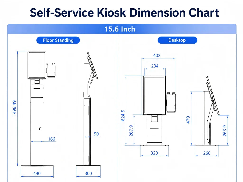 21.5 Inch Ordering Self Service Payment Floor Stand Wall Mount Touch Kiosk Android QR All in One Equipment in Restaurant