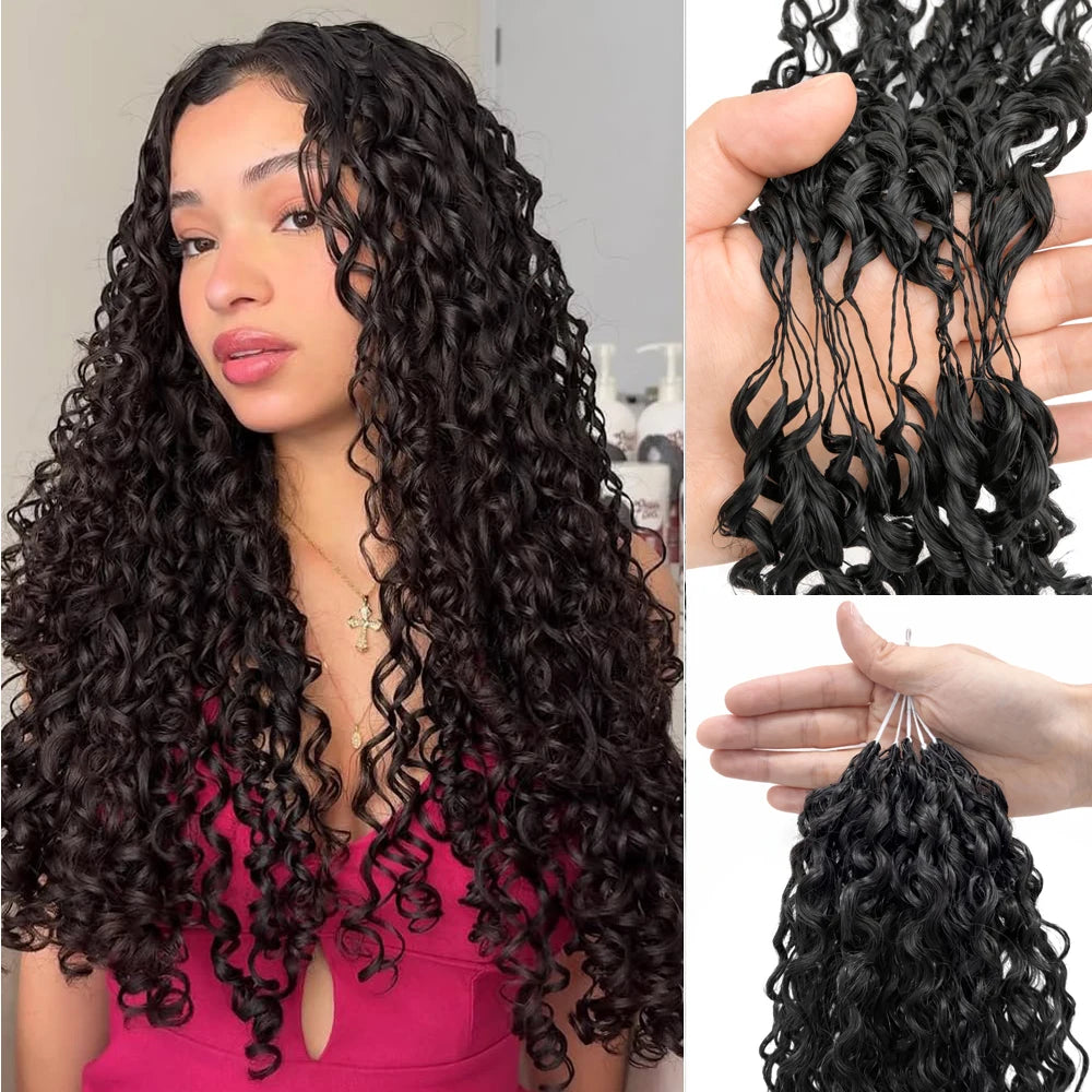 Pre Looped Feather Crochet Human Hair Kinky Curly For Black Women Pre Separated Knotless Burmese Curly Hair For Braiding