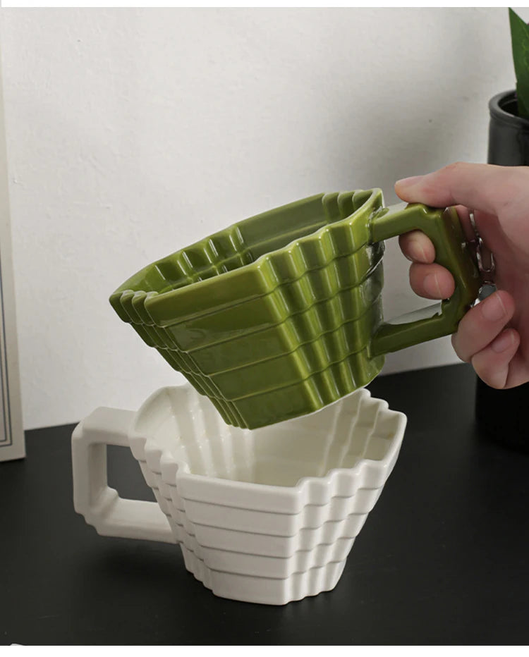 Ceramic Cups creative and individual solid colors, High-end underglaze color,Pixelated Mugs High appearance level drinkware Cup