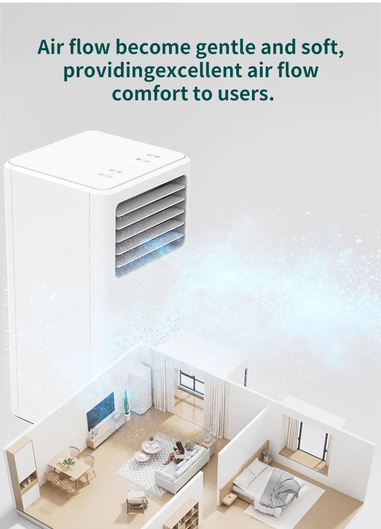 9000BTU Electric Low Noise Energy-Saving Cooling&Heating Portable Air Conditioner with Wheels for Living Room