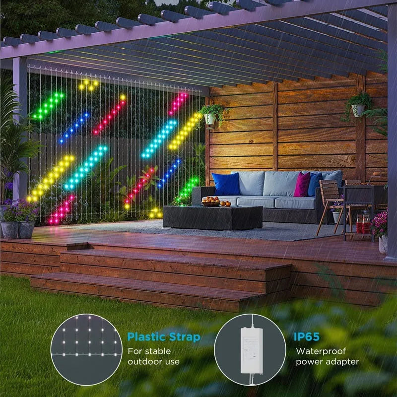 Smart LED Curtain Lights LED Fairy Lights App Control Music Sync DIY Pattern Waterproof for Indoor Outdoor Party Decor