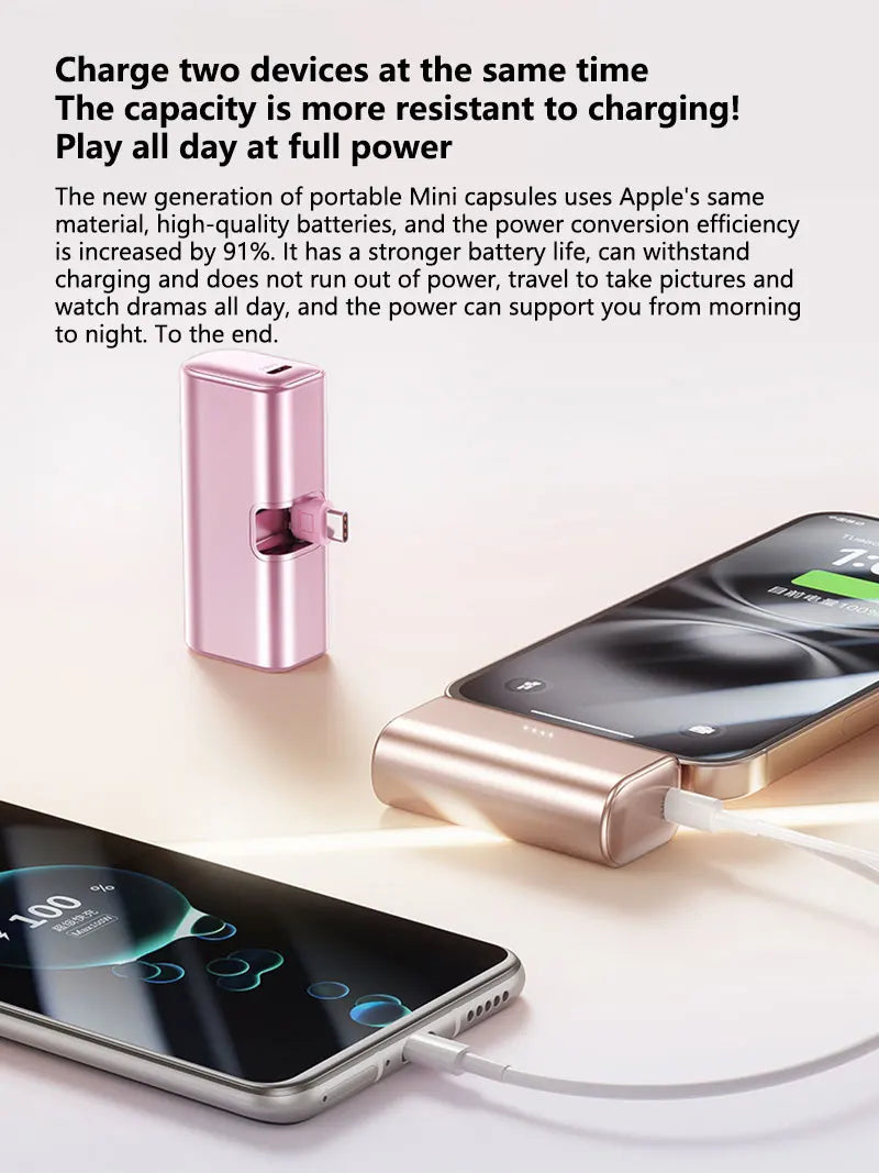 22.5W Fast Charging USB C Power Bank 500000mAh Mini Portable Charger for iPhone 15 16 Android Devices Travel Battery Pack