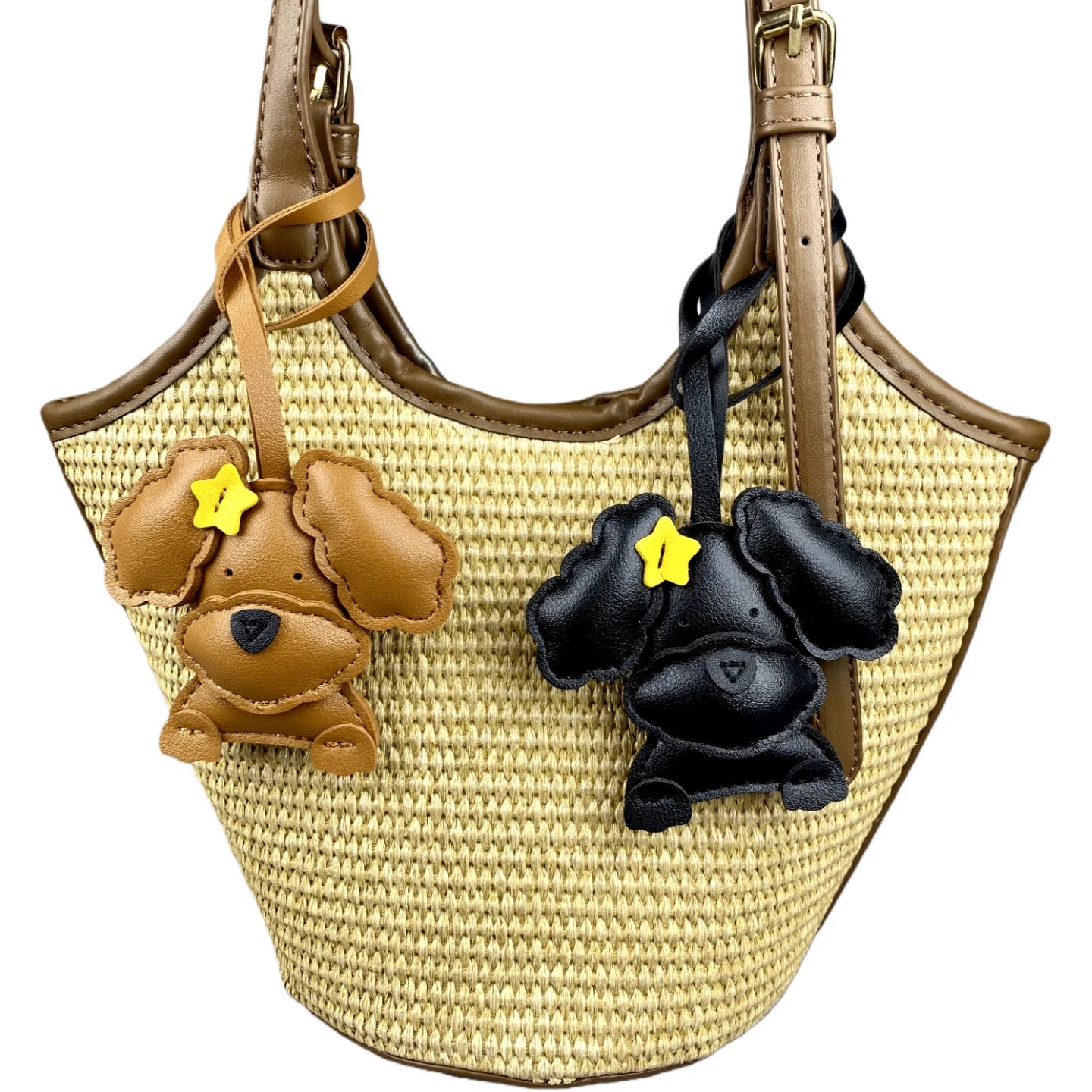 3D Plush Stuffed Poodle Dog Bag Charm - Crafted from Sturdy PU Leather with a Star Hair Clip, Well-Stitched & Fully Filled, Gift