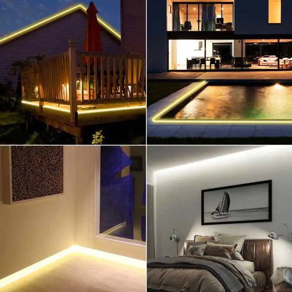 24V COB Solar Neon Light Strips DC 24V Flexible Lights Waterproof IP67 Warm White 1m 2m 3m 4m 5m LED Strip For Garden Decoration