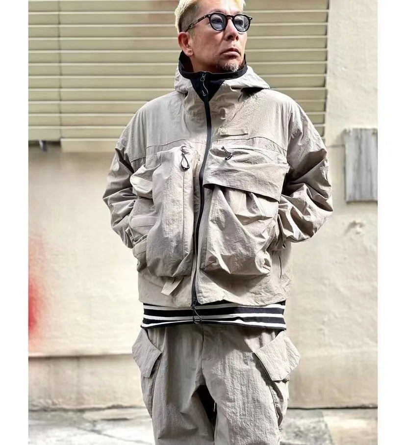 COMFY Japanese CMF Multi Pocket Outdoor Functional Coat Waterproof Men's and Women's Hooded Jacket