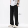 Spring Summer Smooth Casual Pants Men Business Elastic Waist Black Grey Khaki Suit Trousers Male Work Office Plus Size S-5XL