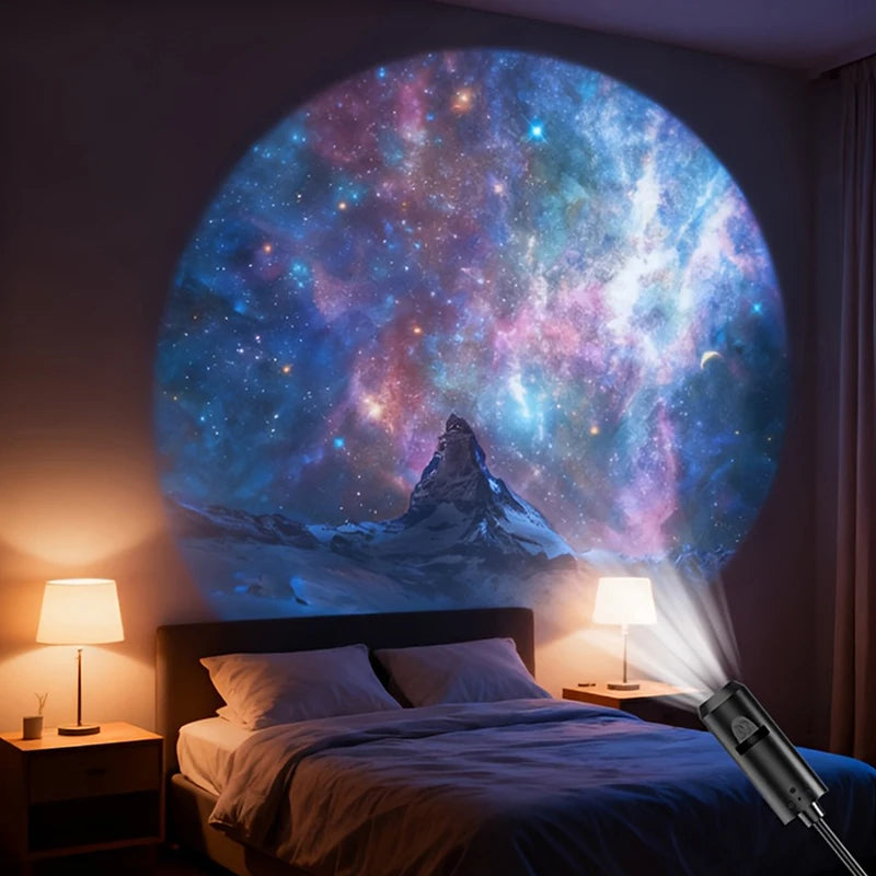 LED Galaxy Projection Light 1 Light+10 Pictures Change, LED Galaxy Projector, Starry Sky Lighting Night Light