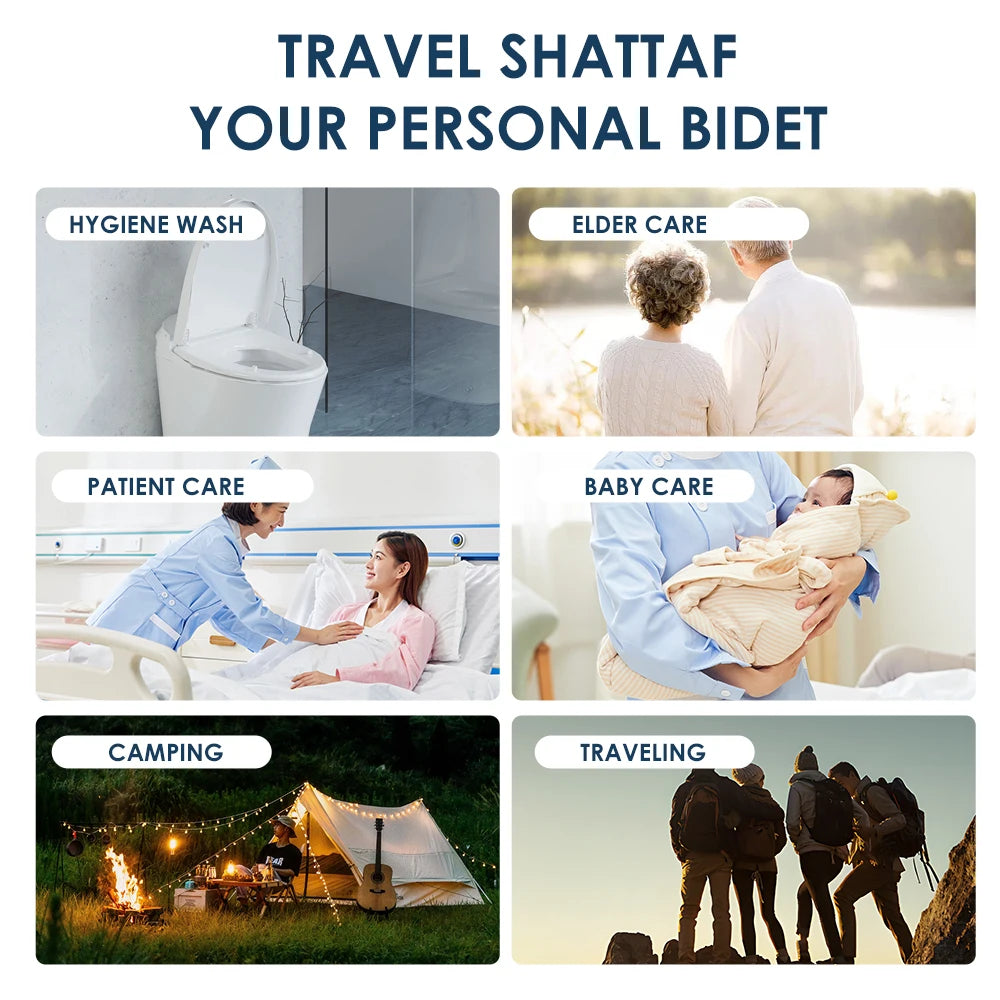 Wower Portable Electric Bidet for Personal Hygiene Cleaning 2.3L Shattaf Rechargeable Travel Camping Bidet Shower Sprayer