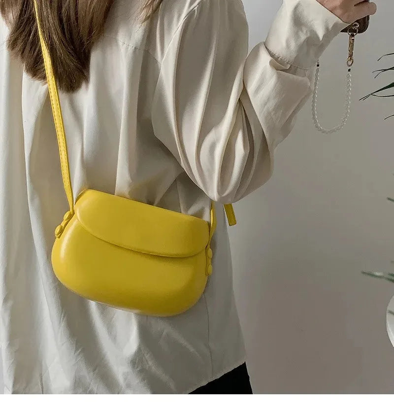 Candy Color Women's Saddle Shoulder Bag Casual Portable Female Small Clutch Handbags Sweet Fashion Ladies Purse Crossbody Bags
