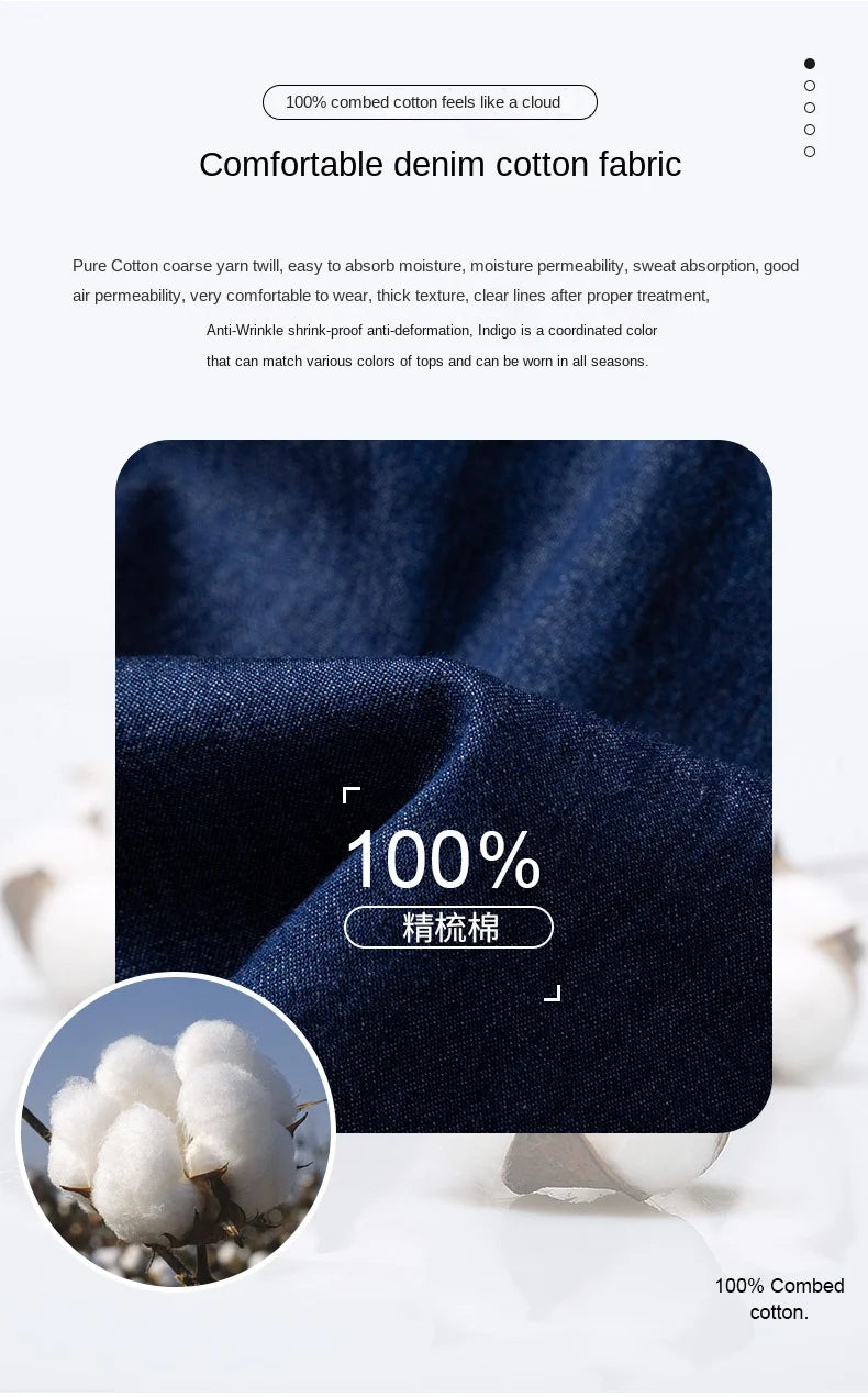 2025 Denim Pure Cotton  Long-Sleeve With Pocket Design Shirt Classic  Fashion Embroider Comfortable Clothes