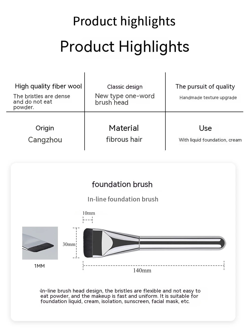 Ultra Thin Foundation Brush Lightweight and Thin Face Contour Brush Flat Contour Brush Blending Foundation Cream Makeup Brushes