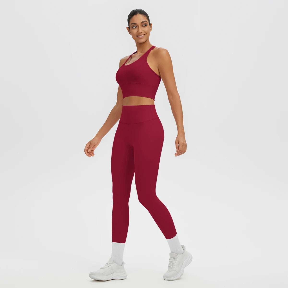 2PCS Women's Sports Pants Yoga Set Sexy Backless I-shaped Vest with Chest Pad Shock-absorbing Running Yoga Tank Top Yoga Pants