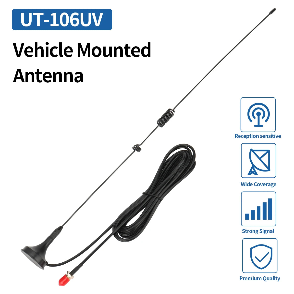 UT-106UV Car Antenna Walkie Talkie Magnetic SMA-Female VHF UHF On board Antenna for UV-5R 5RH 21 Pro Quansheng UV-K5 Ham Radio