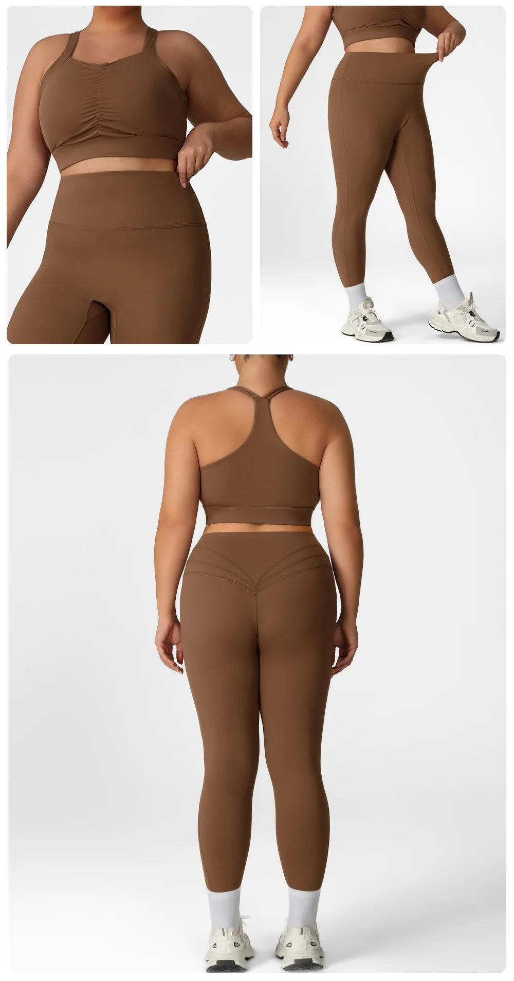 Plus Size Women Yoga 2 Piece Set Y Back Sports Bra High Waist Scrunch Butt Leggings Gym Set Fitness Workout Activewear Outfit