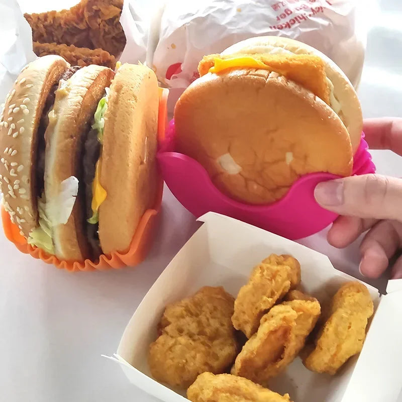 1-4pcs Reusable Burger Rack Useful Gadgets Silicone Frame Burger Tool Holder Shelf Storage Kitchen Organizer Tools Dining Bar LI