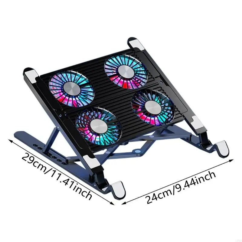 LED Laptop Cooling Pad Gaming Laptop Coolers Laptop Fan Cooling Stand with Quiet Cooling Fan Folding Bracket for Laptop